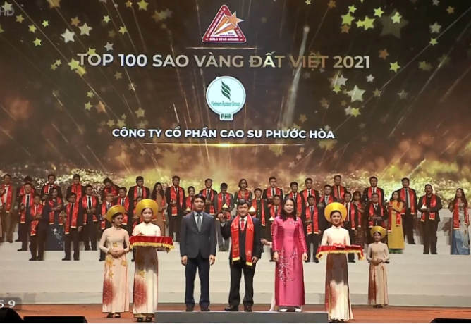 Công ty Cổ phần Cao su Phước Hòa đứng thứ 12 trong Top 100 "Sao Vàng đất Việt" năm 2021. Ảnh: VRG.